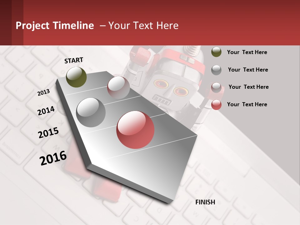 A Robot Keychain Sitting On Top Of A Keyboard PowerPoint Template