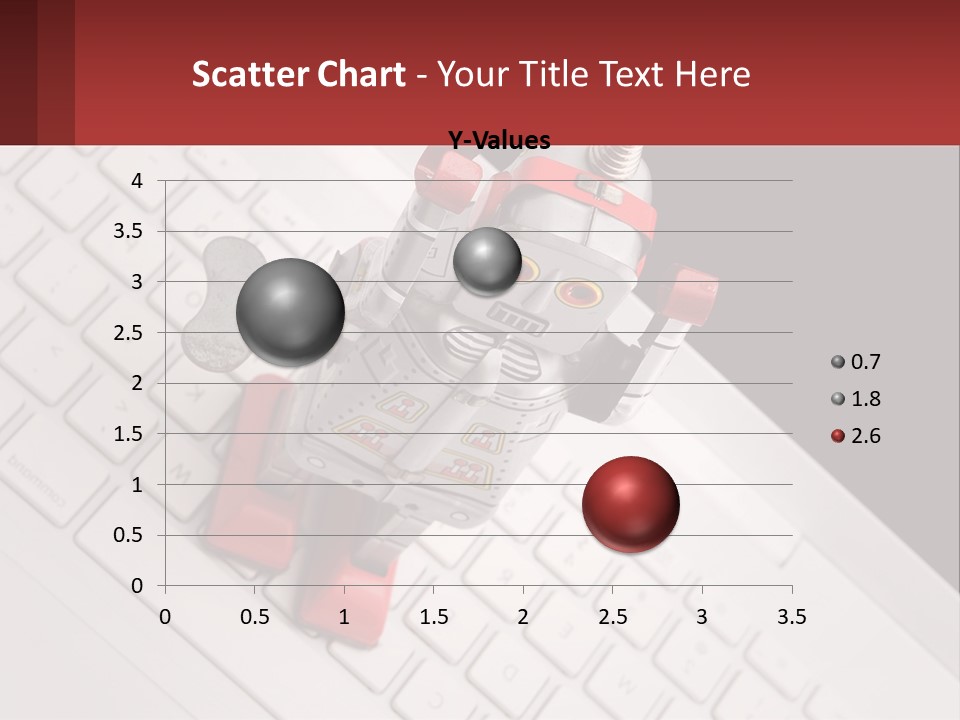 A Robot Keychain Sitting On Top Of A Keyboard PowerPoint Template