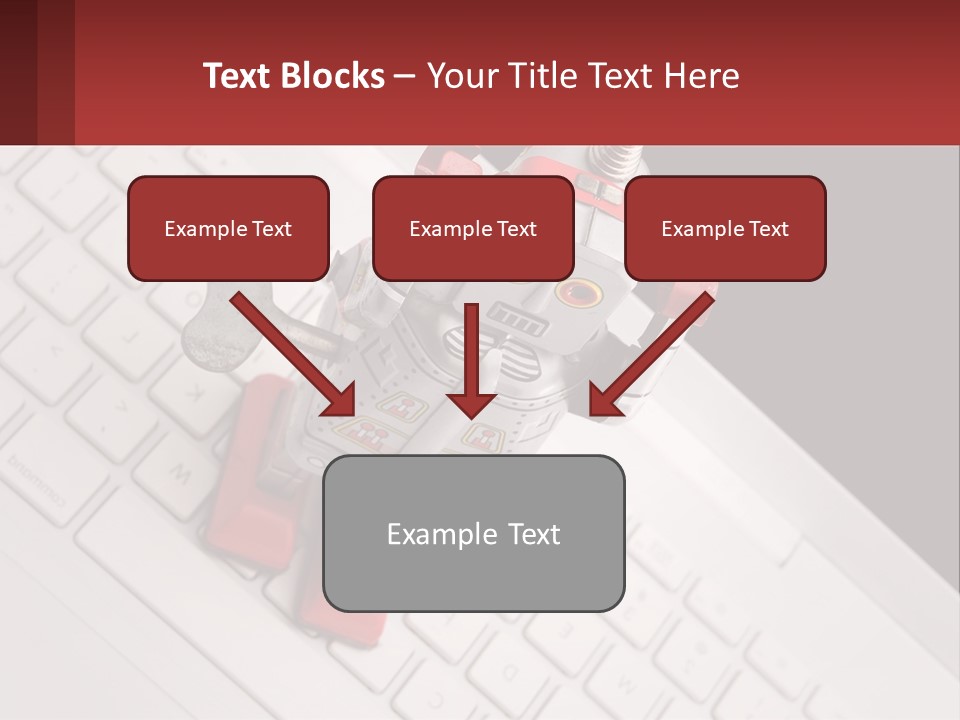 A Robot Keychain Sitting On Top Of A Keyboard PowerPoint Template