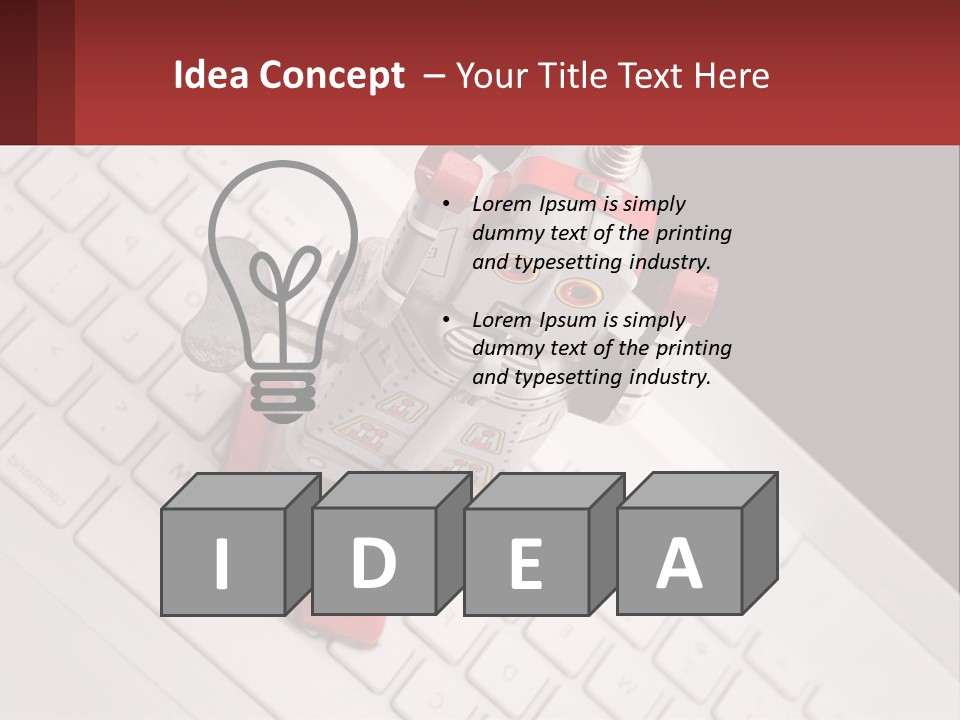 A Robot Keychain Sitting On Top Of A Keyboard PowerPoint Template