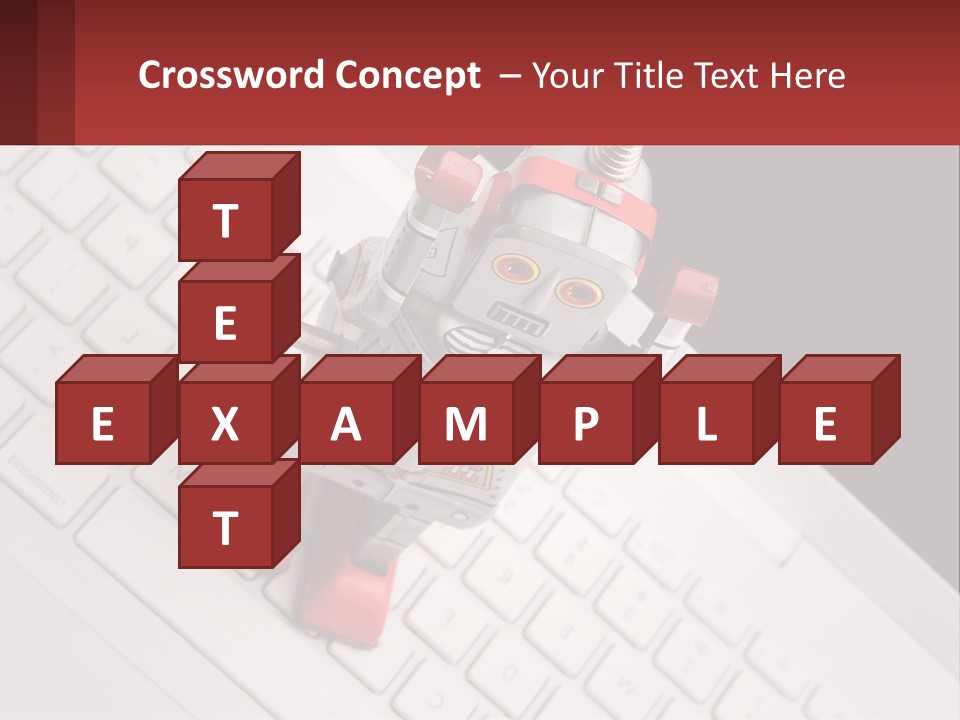 A Robot Keychain Sitting On Top Of A Keyboard PowerPoint Template