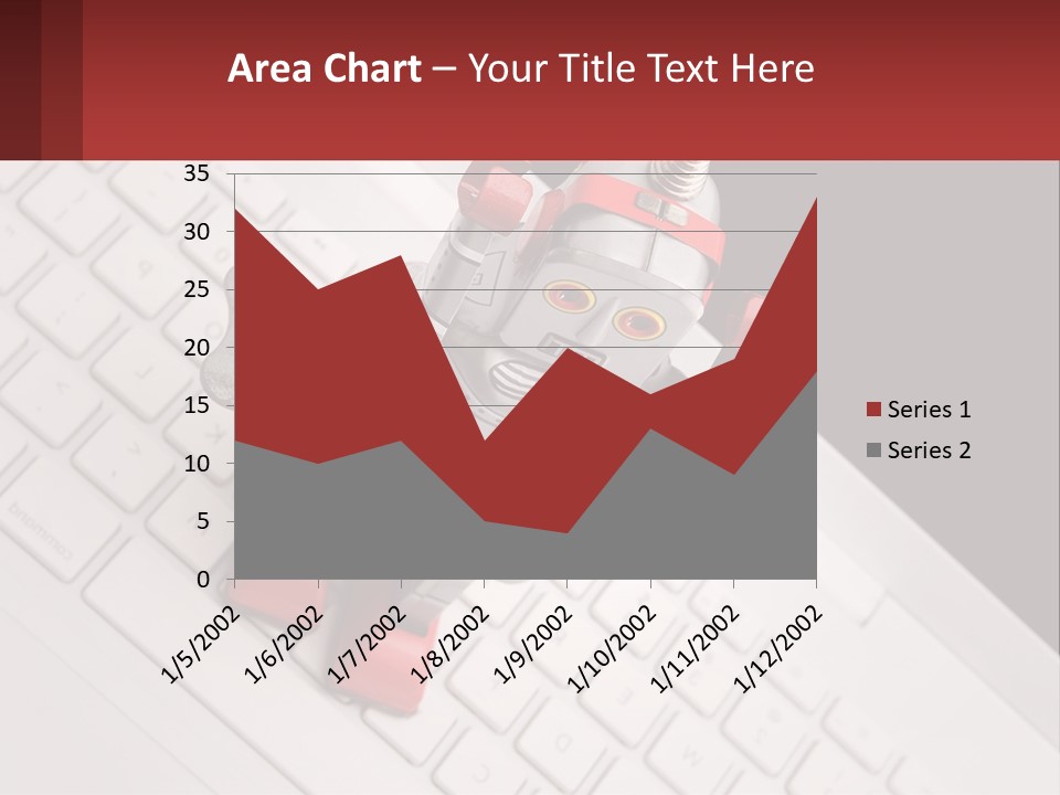A Robot Keychain Sitting On Top Of A Keyboard PowerPoint Template