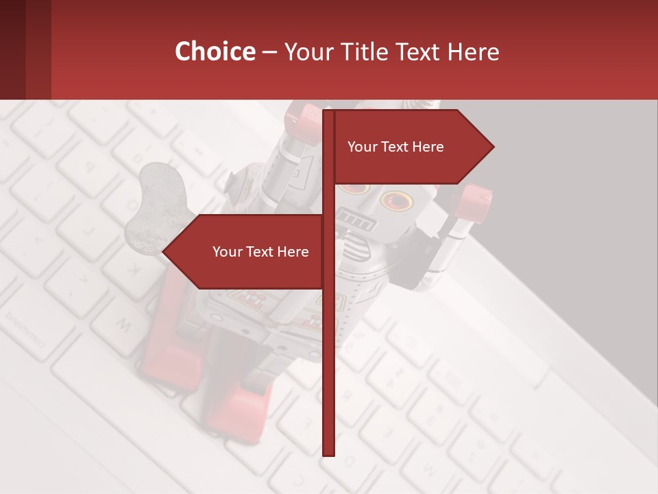 A Robot Keychain Sitting On Top Of A Keyboard PowerPoint Template