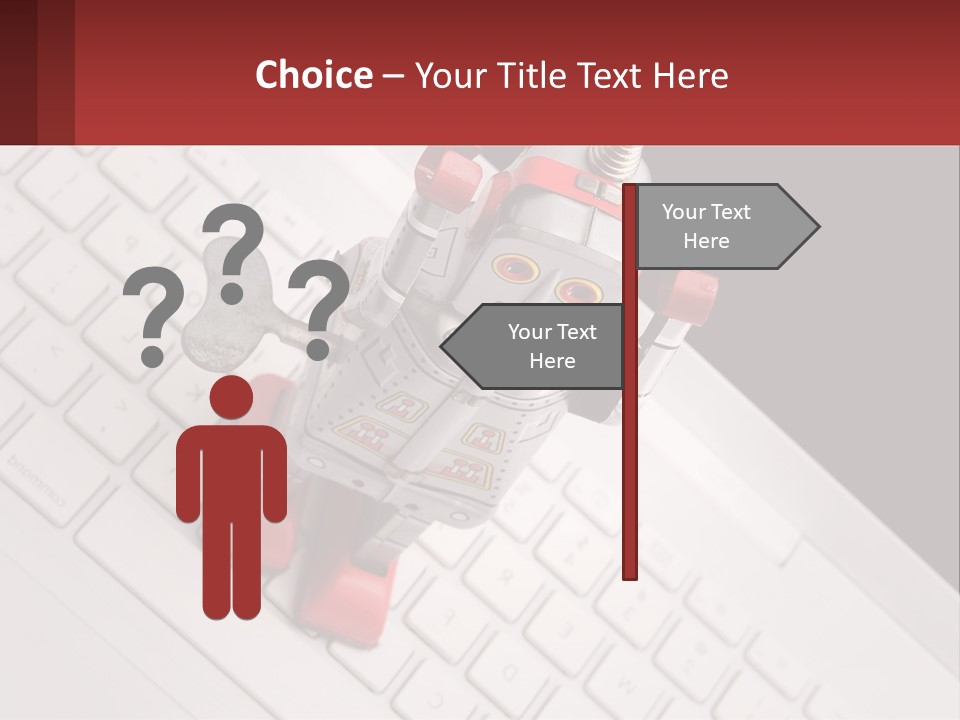 A Robot Keychain Sitting On Top Of A Keyboard PowerPoint Template