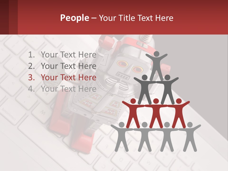 A Robot Keychain Sitting On Top Of A Keyboard PowerPoint Template