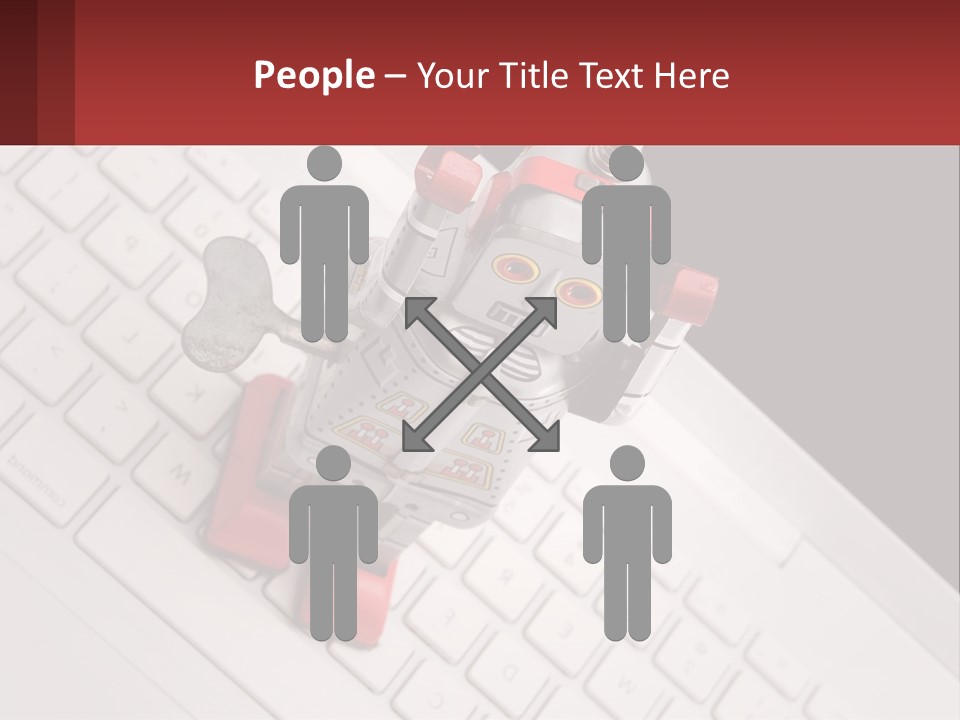 A Robot Keychain Sitting On Top Of A Keyboard PowerPoint Template