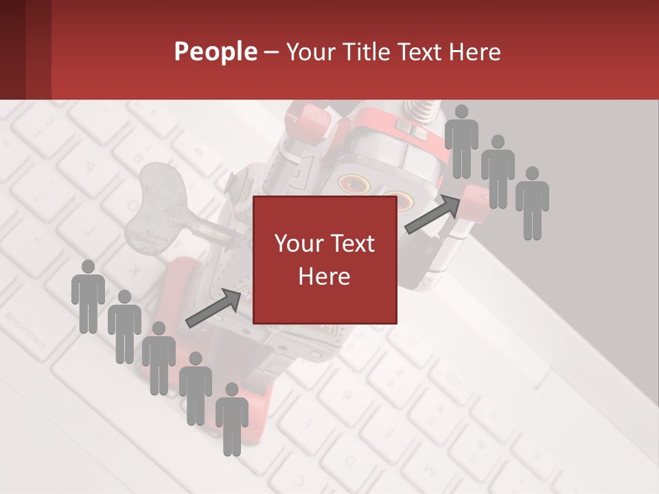 A Robot Keychain Sitting On Top Of A Keyboard PowerPoint Template