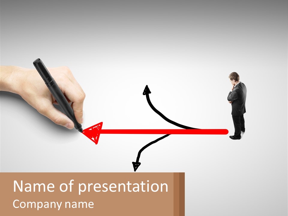 A Person Drawing A Red Arrow On A Piece Of Paper PowerPoint Template
