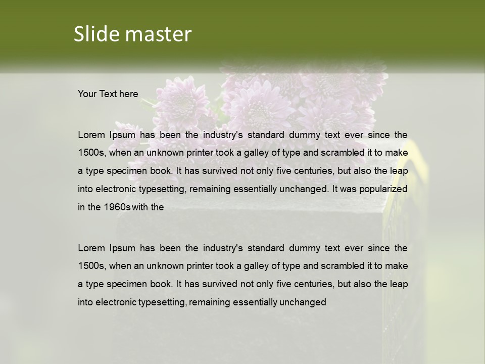 A Bunch Of Purple Flowers Sitting On Top Of A Cement Block PowerPoint Template