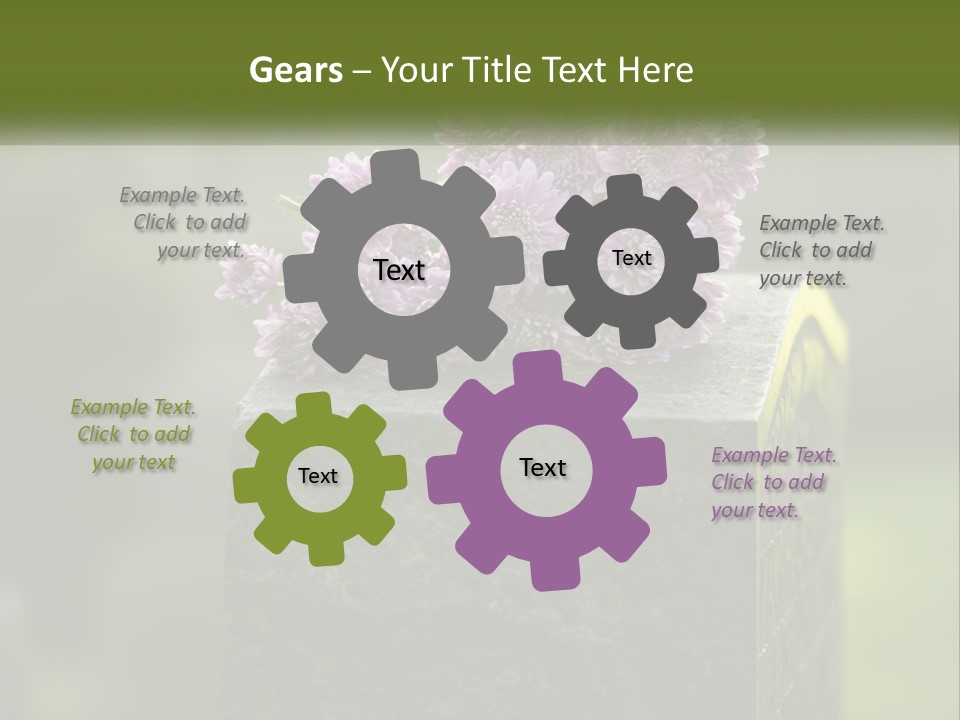 A Bunch Of Purple Flowers Sitting On Top Of A Cement Block PowerPoint Template