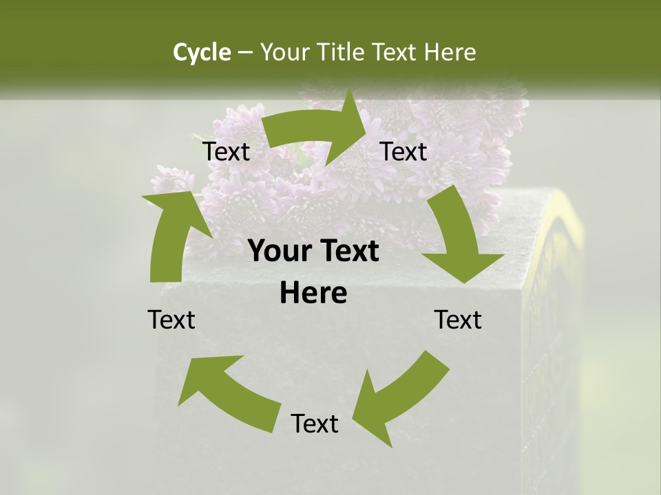 A Bunch Of Purple Flowers Sitting On Top Of A Cement Block PowerPoint Template