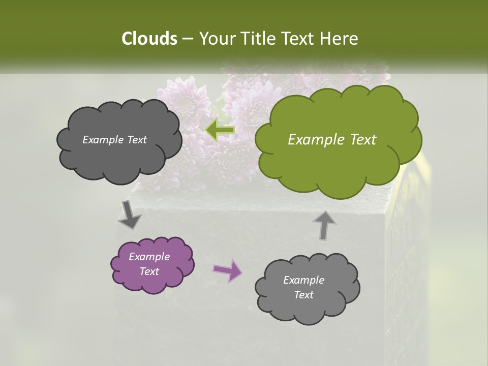 A Bunch Of Purple Flowers Sitting On Top Of A Cement Block PowerPoint Template