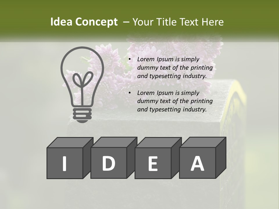 A Bunch Of Purple Flowers Sitting On Top Of A Cement Block PowerPoint Template