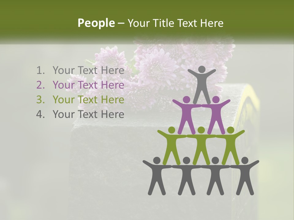 A Bunch Of Purple Flowers Sitting On Top Of A Cement Block PowerPoint Template