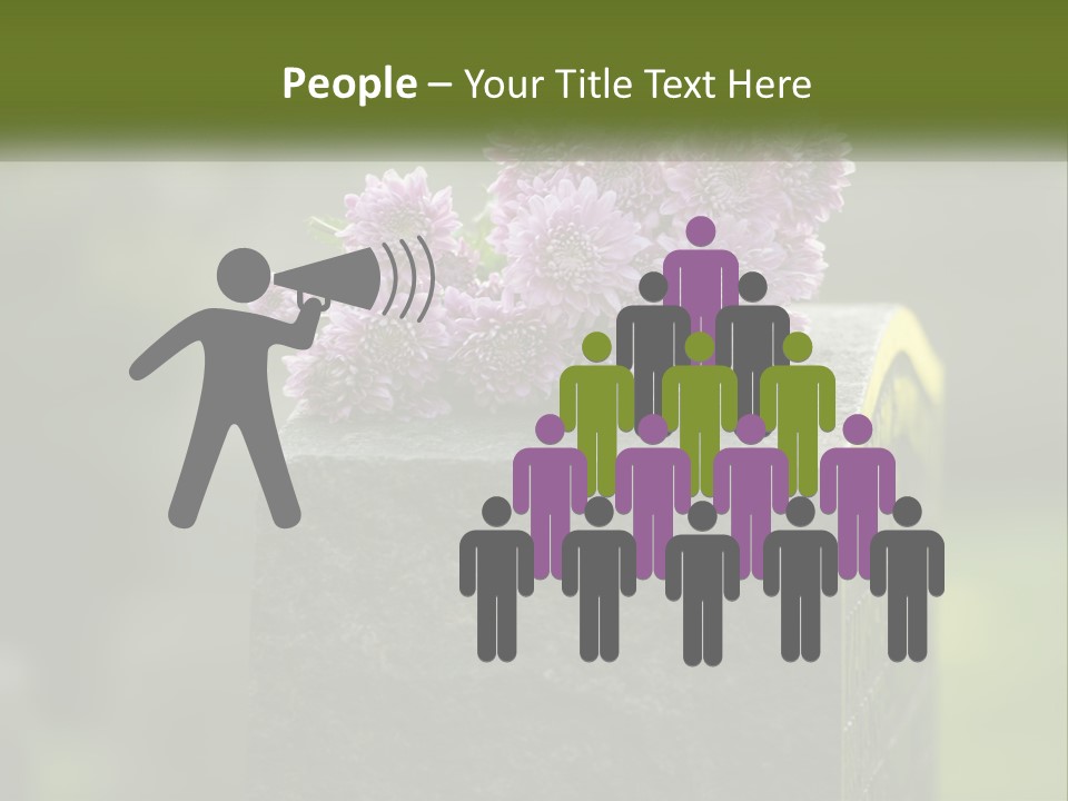 A Bunch Of Purple Flowers Sitting On Top Of A Cement Block PowerPoint Template