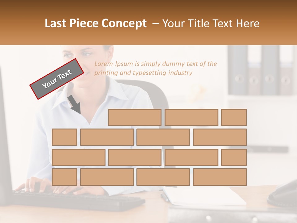 A Woman Sitting At A Desk In Front Of A Computer PowerPoint Template