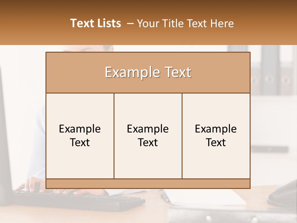 A Woman Sitting At A Desk In Front Of A Computer PowerPoint Template