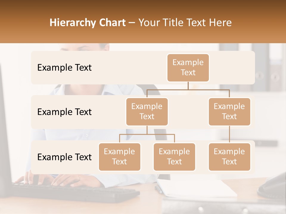 A Woman Sitting At A Desk In Front Of A Computer PowerPoint Template