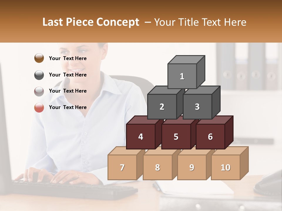 A Woman Sitting At A Desk In Front Of A Computer PowerPoint Template
