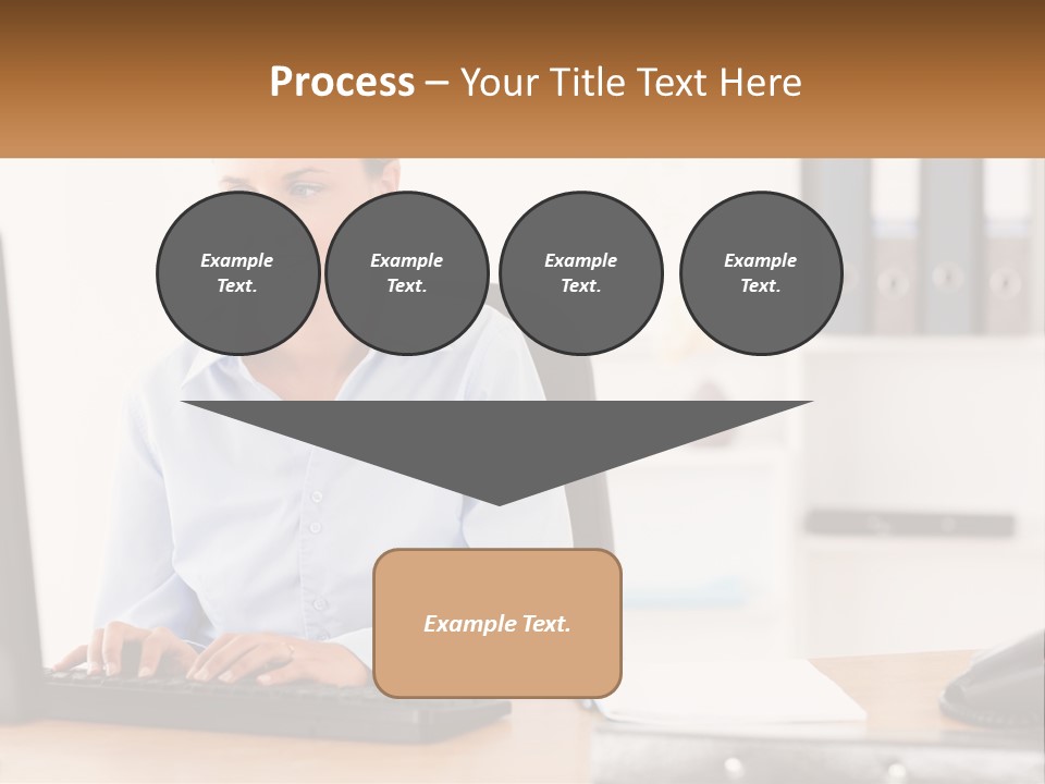 A Woman Sitting At A Desk In Front Of A Computer PowerPoint Template