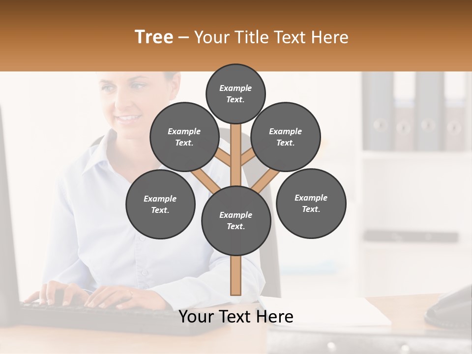 A Woman Sitting At A Desk In Front Of A Computer PowerPoint Template