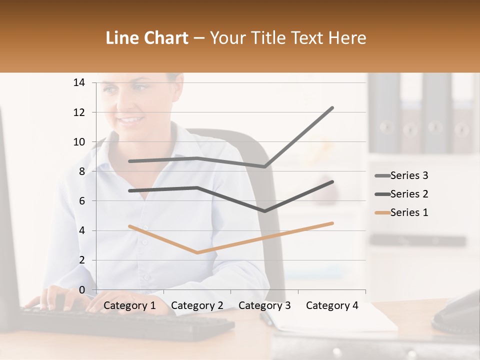 A Woman Sitting At A Desk In Front Of A Computer PowerPoint Template