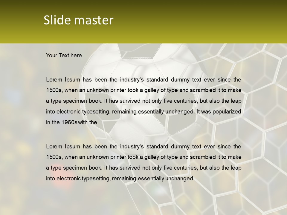 A Soccer Ball Is In The Goal Net PowerPoint Template