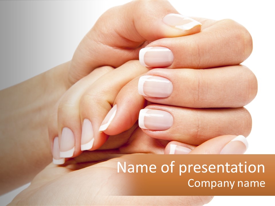A Woman's Hands With A Manicure Holding Another Woman's Hand PowerPoint Template