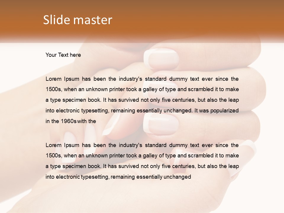 A Woman's Hands With A Manicure Holding Another Woman's Hand PowerPoint Template