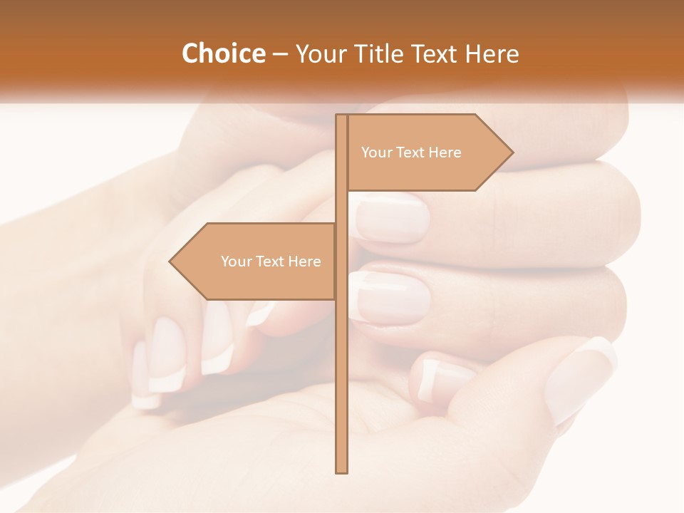 A Woman's Hands With A Manicure Holding Another Woman's Hand PowerPoint Template