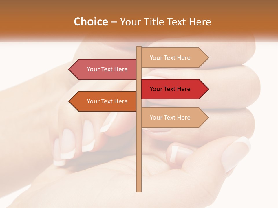 A Woman's Hands With A Manicure Holding Another Woman's Hand PowerPoint Template