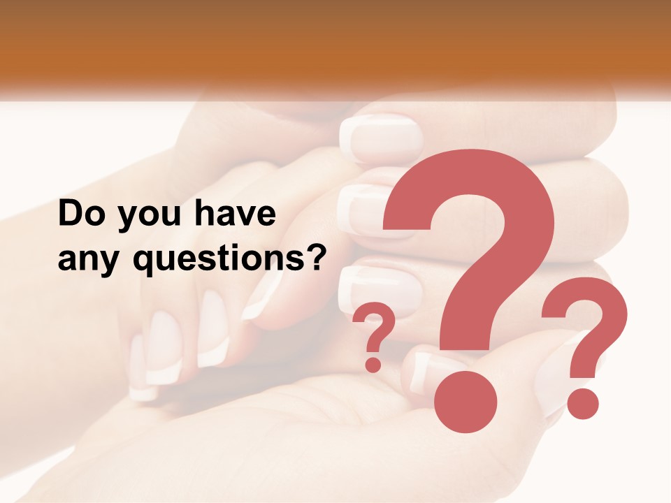 A Woman's Hands With A Manicure Holding Another Woman's Hand PowerPoint Template