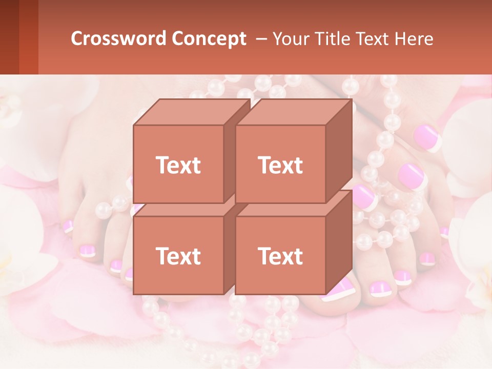 A Woman's Feet With Pink And White Nail Polish PowerPoint Template