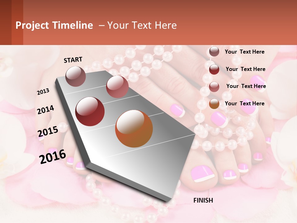 A Woman's Feet With Pink And White Nail Polish PowerPoint Template