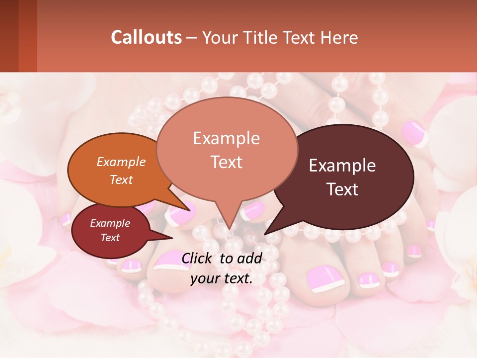 A Woman's Feet With Pink And White Nail Polish PowerPoint Template