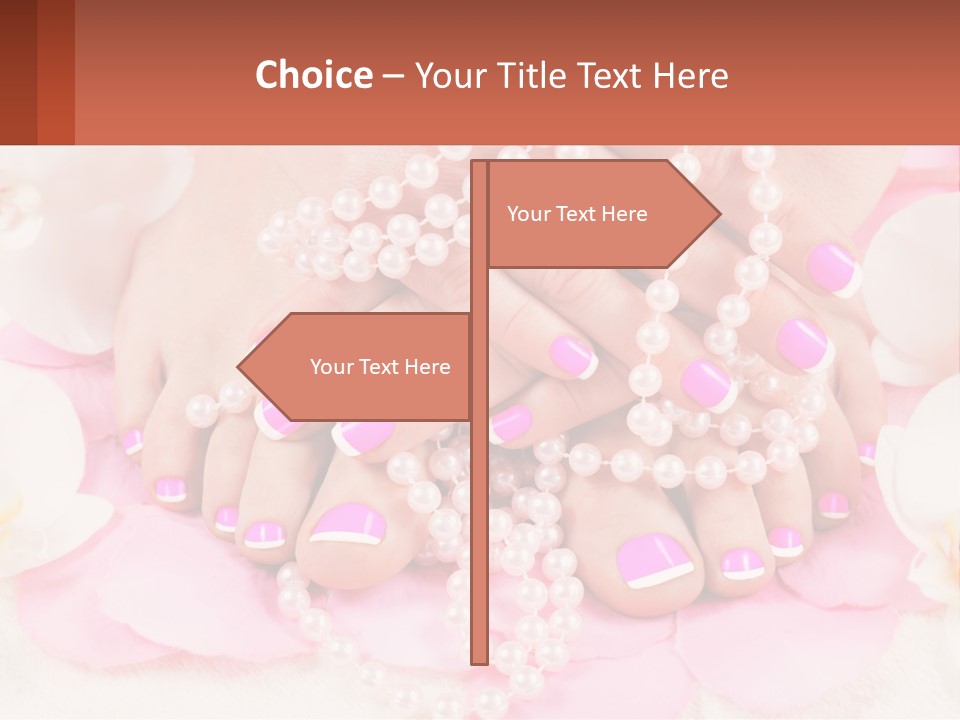 A Woman's Feet With Pink And White Nail Polish PowerPoint Template