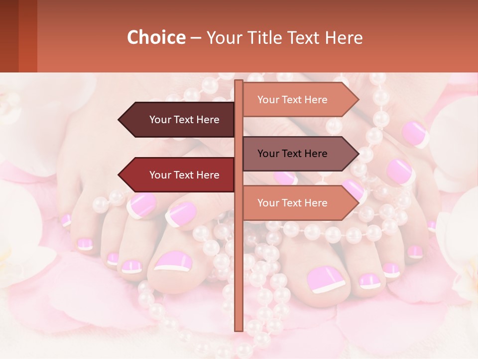 A Woman's Feet With Pink And White Nail Polish PowerPoint Template
