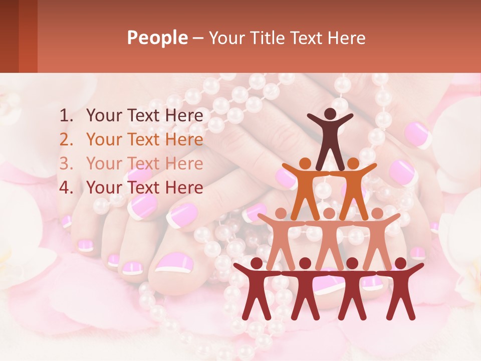 A Woman's Feet With Pink And White Nail Polish PowerPoint Template