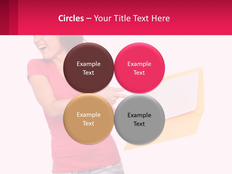 A Woman Holding A Yellow Folder And Pointing At It PowerPoint Template