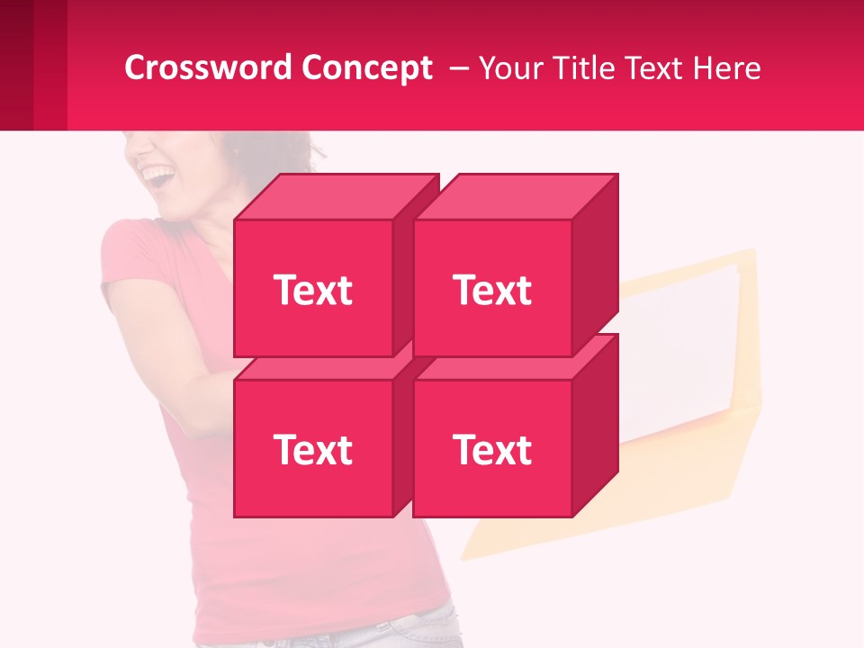 A Woman Holding A Yellow Folder And Pointing At It PowerPoint Template