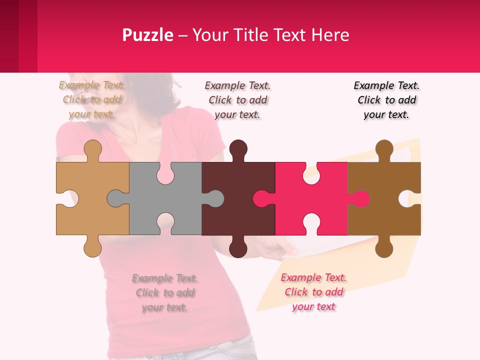 A Woman Holding A Yellow Folder And Pointing At It PowerPoint Template