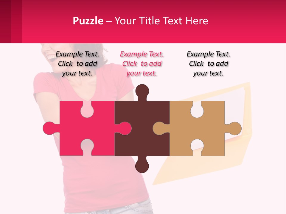 A Woman Holding A Yellow Folder And Pointing At It PowerPoint Template