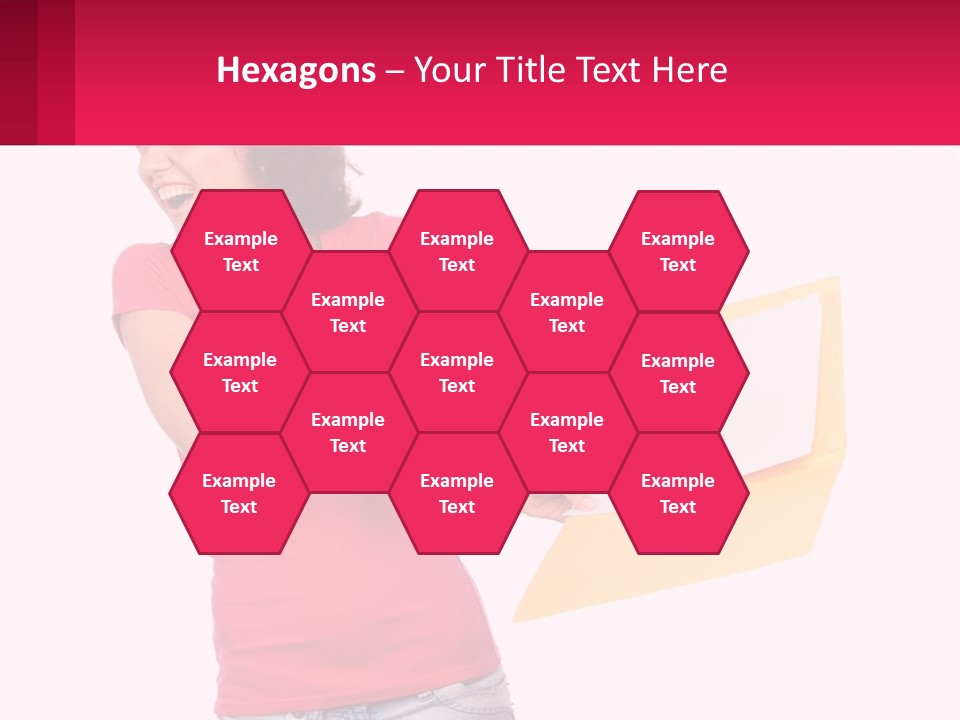 A Woman Holding A Yellow Folder And Pointing At It PowerPoint Template