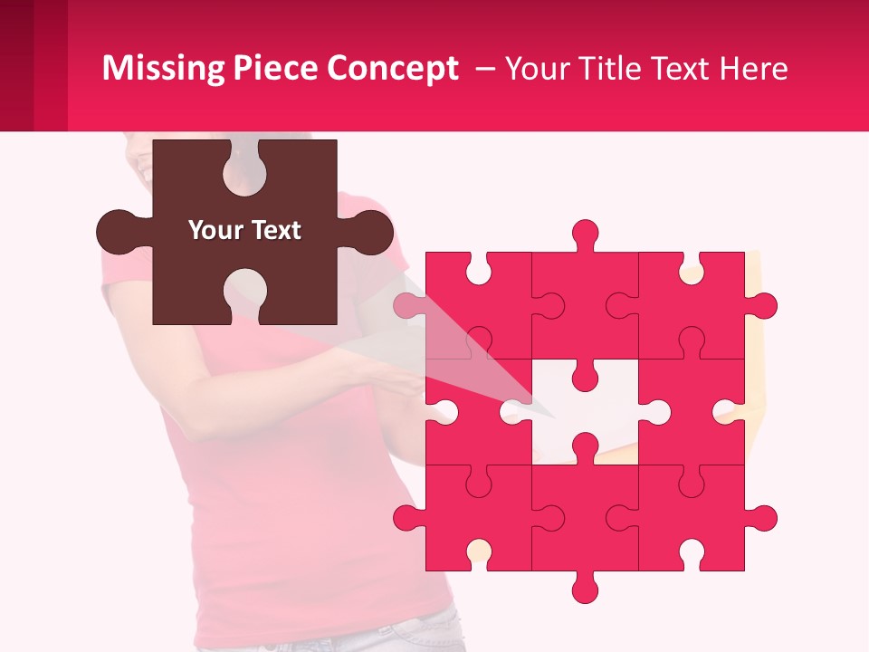 A Woman Holding A Yellow Folder And Pointing At It PowerPoint Template