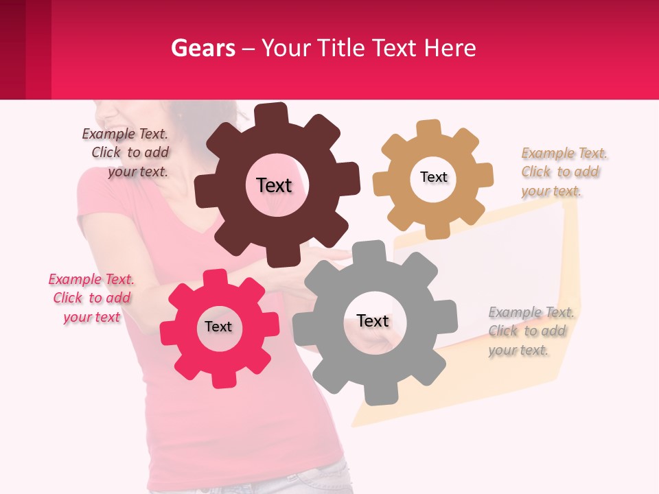 A Woman Holding A Yellow Folder And Pointing At It PowerPoint Template