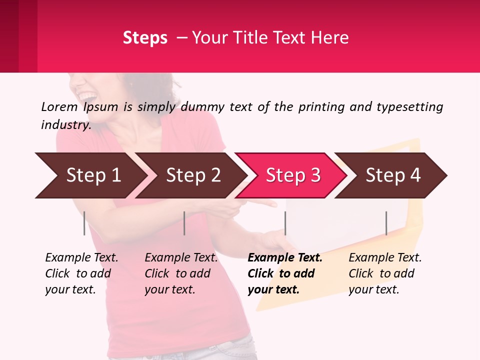 A Woman Holding A Yellow Folder And Pointing At It PowerPoint Template