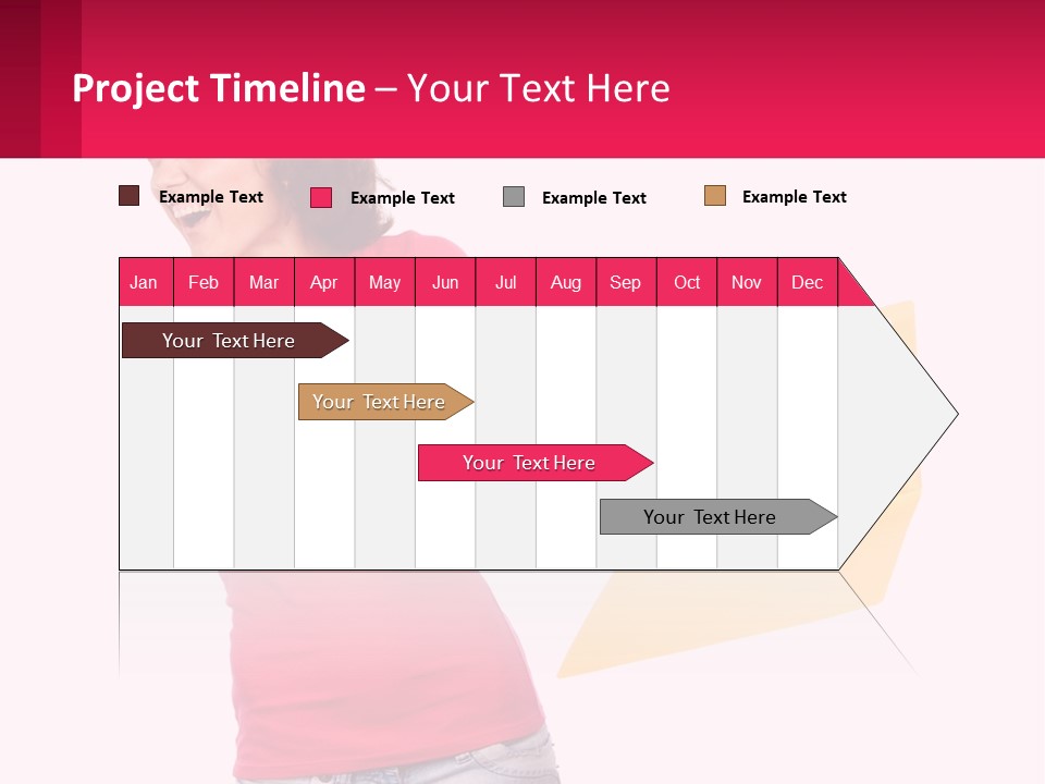 A Woman Holding A Yellow Folder And Pointing At It PowerPoint Template