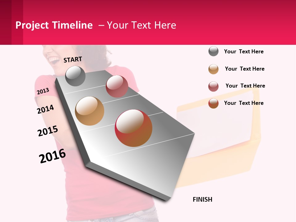 A Woman Holding A Yellow Folder And Pointing At It PowerPoint Template