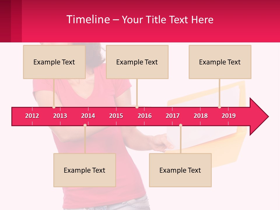 A Woman Holding A Yellow Folder And Pointing At It PowerPoint Template