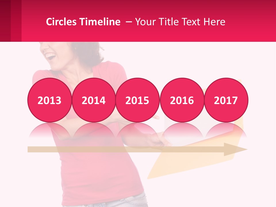 A Woman Holding A Yellow Folder And Pointing At It PowerPoint Template